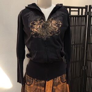 Women's Black Graphic Hoodie